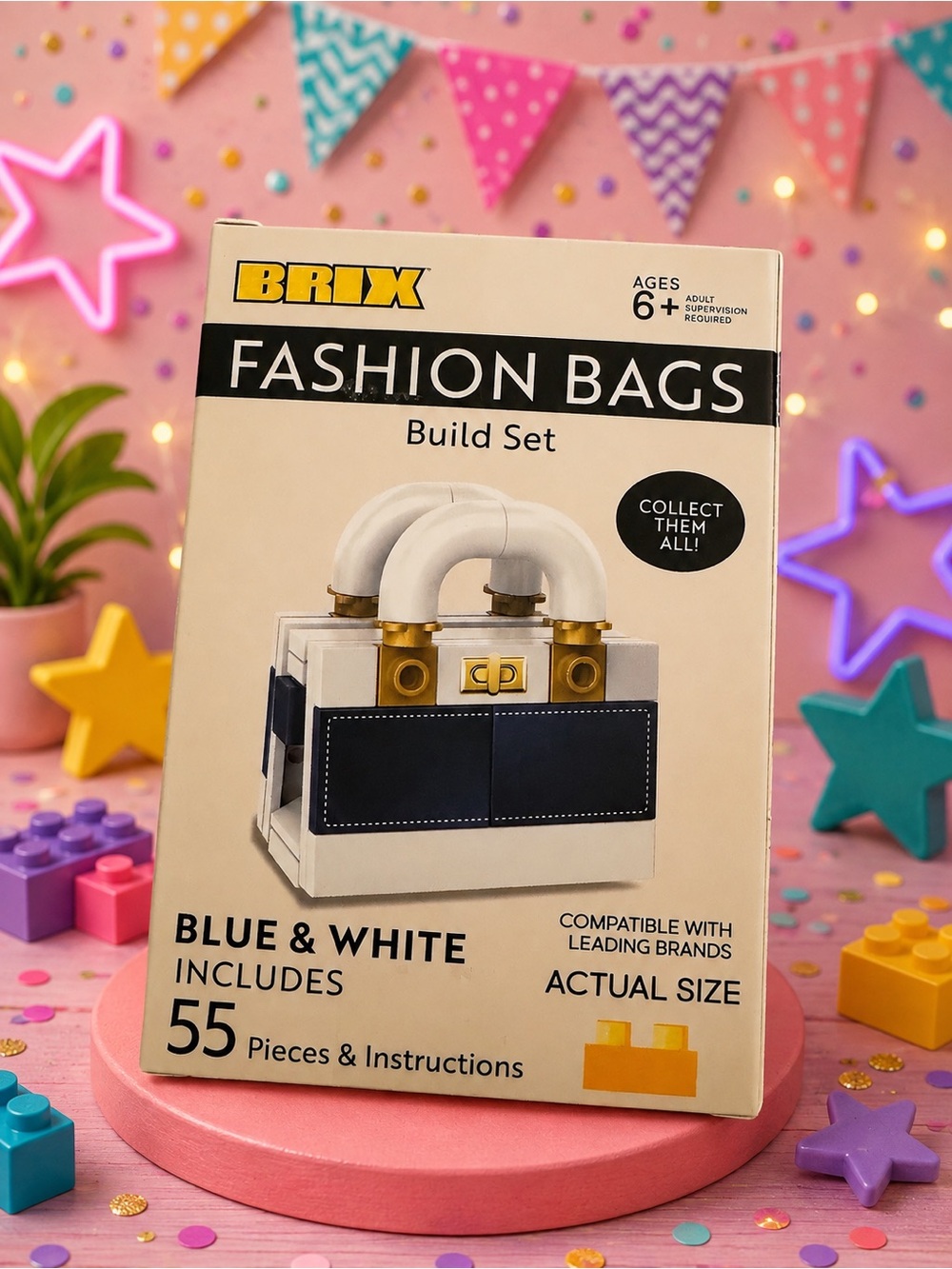 Blue & white Fashion Bag Build Set - Mini Women Bag Model NIB